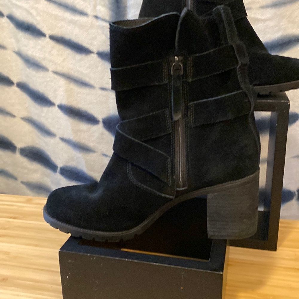 Clarks black suede zip up ankle boots